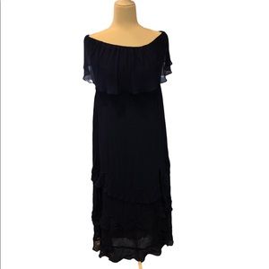 Navy Reformation Ruffle Strapless Dress NWT